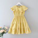 EW foreign trade children's summer girls' skirt short sleeve cotton round neck Ruffle Dress q127