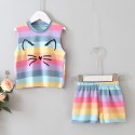EW foreign trade children's clothing 2020 new girls vest set summer two piece kitten Korean version sleeveless tz62-2