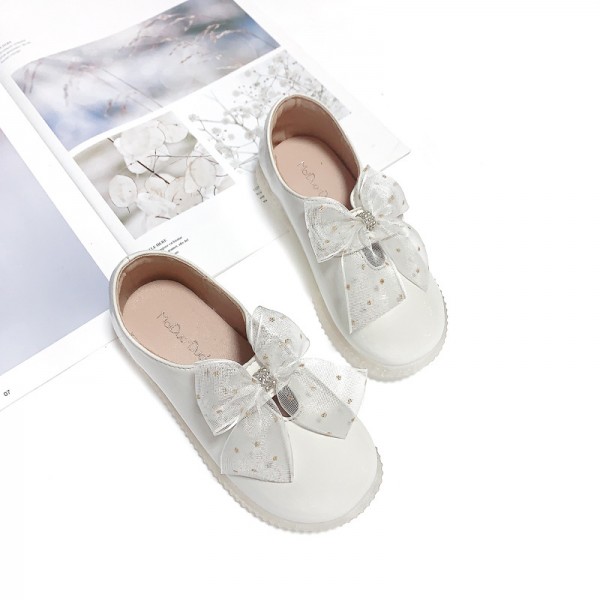 2020 new women's big shoes children's princess shoes autumn children's shoes women's bowknot Korean flat sole shoes