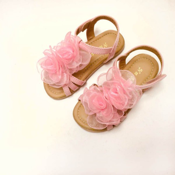 2019 summer new girls' sandals children's fashion flat bottom flower princess shoes open toe versatile shoes children's shoes wholesale
