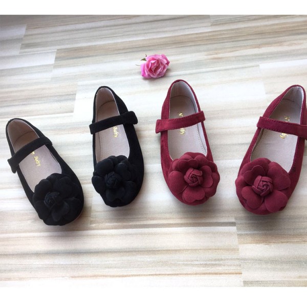 Guangzhou Children's shoes 2019 Camellia Velcro princess shoes children's shoes girl's single shoes