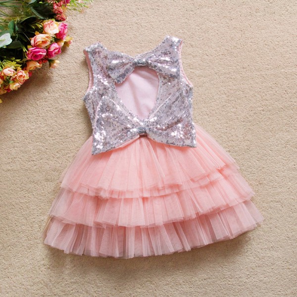 Ins new foreign trade children's wear summer wear new children's skirt European and American bow Sequin girl's Princess cake skirt 1636