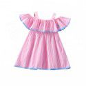 EW foreign trade children's wear 2021 summer new dress lattice Sling Shoulder skirt hair band 1957