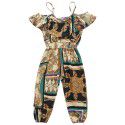 Foreign trade children's suit cross border girls' summer 2020 new suspender compass printed Jumpsuit