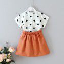 EW foreign trade children's wear 2020 summer new middle and small girls loose tie dot cat skirt suit hp16