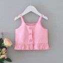 EW foreign trade children's wear 2020 summer new Ruffle suspender top Flamingo Print Shorts Set M51