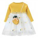 Foreign trade children's mesh dress 2020 new children's dress fake two lovely children's dress one hair