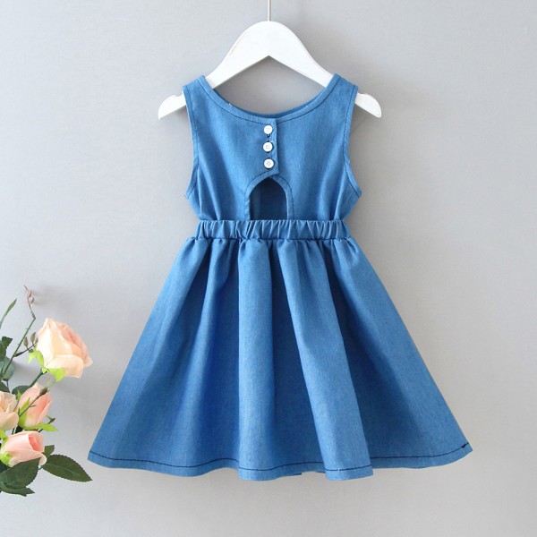 EW foreign trade children's clothing girls vest denim dress 2020 new baby open back waist skirt q153