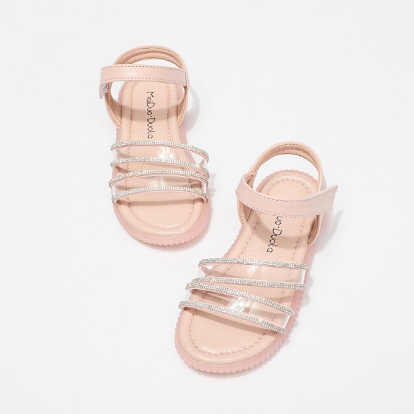 Shining diamond girls sandals 2021 summer new transparent soft bottom princess shoes primary school students ROMAN SANDALS wholesale