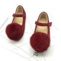 Factory direct sales 19 winter baby plush shoes real rabbit hair lovely princess girl's shoes Korean children's cotton shoes