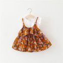 EW foreign trade children's dress new summer fake two pieces baby girl floral skirt 1941