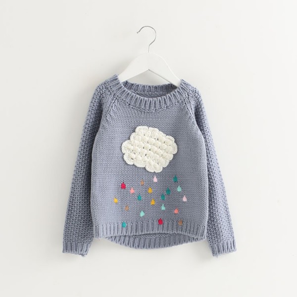 2020 spring and autumn new generation foreign trade children's wear autumn and winter European and American style thick needle cartoon color raindrop knitted sweater