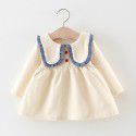 EW foreign trade children's dress autumn 2020 solid color lace collar skirt girl's long sleeve skirt m726
