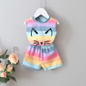 EW foreign trade children's clothing 2020 new girls vest set summer two piece kitten Korean version sleeveless tz62-2