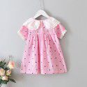 EW foreign trade children's summer new skirt 2020 girl's striped dot lace dress q176
