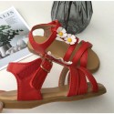 2020 new lovely flower leather ROMAN SANDALS Korean summer soft soled girls sandals children's shoes