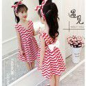 EW foreign trade children's wear 2020 Xiaxin girls wave fashion stripe V-neck open back bow dress q145-2