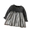 EW foreign trade children's wear 2021 autumn new girl's black gold knitting puffy dress 1887