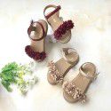Girls' sandals 19 summer Korean new idyllic flower one line belt children's sandals baby soft soled shoes