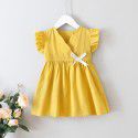 EW foreign trade children's clothing 2020 summer new dress girl's small flying sleeve lace bow cute skirt Q175