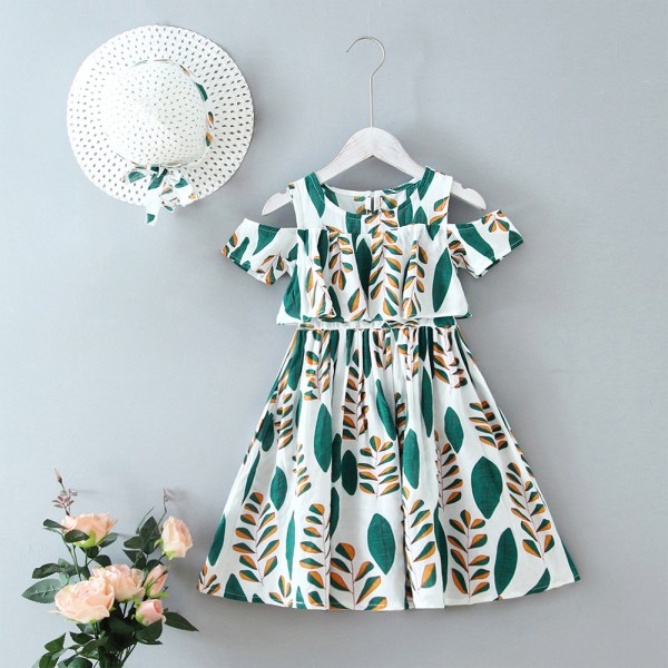 EW foreign trade children's Dress Girls beach skirt seaside holiday 2020 summer dress new style foreign style skirt send hat q149