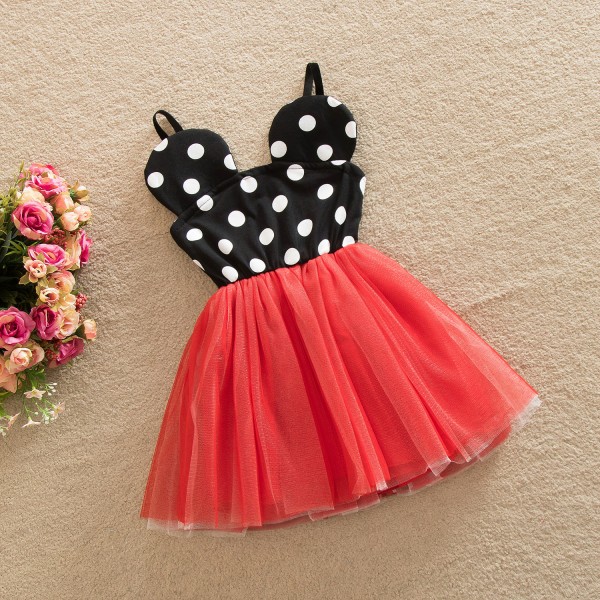 Pompous skirt children's summer girl's mesh skirt Mickey dot suspender skirt princess skirt 1524