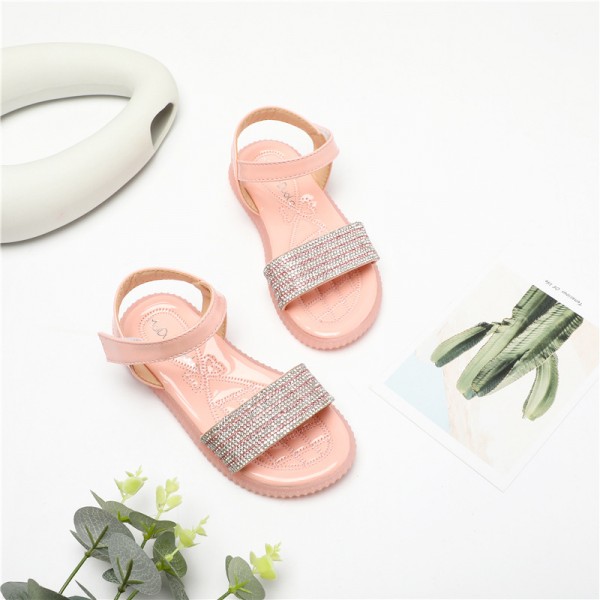 2021 summer new bowknot transparent soft sole girls sandals Diamond Princess Shoes middle school children's shoes wholesale