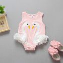Ins children's clothing foreign trade girl's one-piece baby clothing Swan lace triangle climbing suit K42