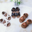 2020 Korean New Genuine Leather children's sandals simple cross model girls sandals factory direct wholesale
