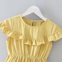 EW foreign trade children's summer girls' skirt short sleeve cotton round neck Ruffle Dress q127