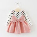 EW foreign trade children's Dress Girls' skirt autumn dress 2020 Korean fashion children's long sleeve fake 2 pieces princess skirt 1995