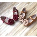 Spring and autumn 2018 girls' super fiber shoes camellia flower princess shoes baby single shoes children's shoes