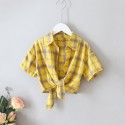 EW foreign trade children's clothing 2020 summer new girls' suit yellow Plaid Shirt vest skirt two piece set tz63