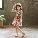 EW foreign trade children's dress girls lovely princess floral skirt summer 2020 children's hollow out vest skirt q152