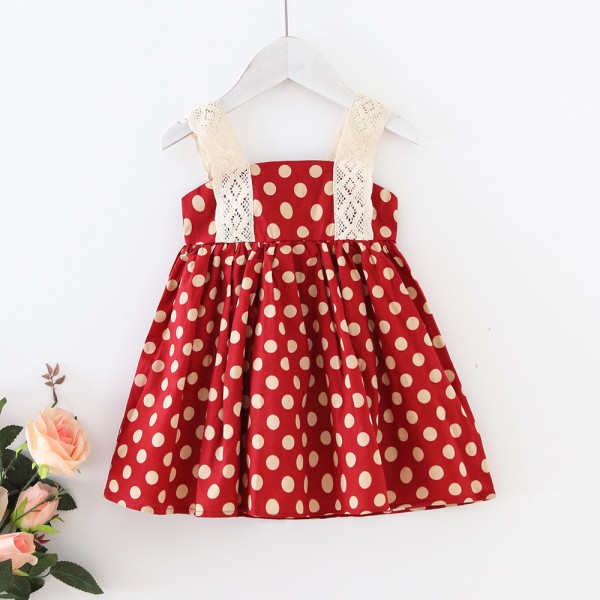 EW foreign trade children's wear 2020 new summer children's fashion wave point dress baby girl's suspender skirt 1971
