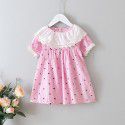 EW foreign trade children's summer new skirt 2020 girl's striped dot lace dress q176