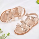 Amazon girls' sandals 2021 new bowknot girls' shoes summer children's shoes golden silver student shoes
