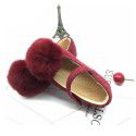 Factory direct sales 19 winter baby plush shoes real rabbit hair lovely princess girl's shoes Korean children's cotton shoes