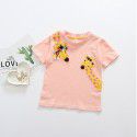 EW foreign trade children's clothing 2020 summer new short sleeve cartoon sticker giraffe T-shirt t196