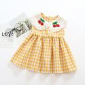 EW foreign trade children's summer new children's skirt girl's Cotton Skirt check cherry children's dress 1943