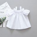 EW foreign trade children's wear 2020 summer new suit one shoulder sling short sleeve striped pants two piece set m58