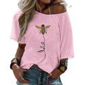 European and American foreign trade eBay Amazon new fat mm women's summer printed T-shirt with large round neck loose top 
