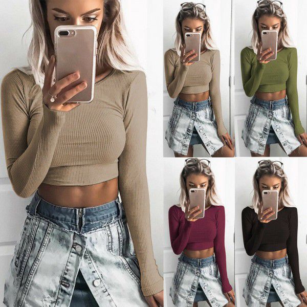 European and American popular spring and autumn hot sale Amazon cross-border specially for European and American short long sleeved tops T-shirts and bottoms 
