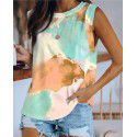 9 color 5 size 2021 popular Amazon wise cross border women's wear European and American round neck tie dyed solid color vest T-shirt 