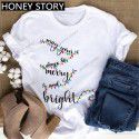 European and American Express New Christmas cartoon cute Santa elk reindeer printed men's and women's T-shirt 