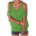 Express eaby Amazon popular women's off shoulder bat loose casual top short sleeve solid T-shirt 