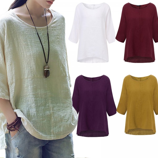 2021 Amazon cross border new women's large long sleeve solid color casual loose T-shirt 