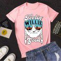 Amazon European and American foreign trade women's clothing spot summer three color old head letter printed women's clothing round neck short sleeve T-shirt 