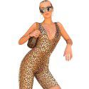 Foreign trade European and American style 2021 summer new women's sleeveless V-neck exposed backpack hip slim fit leopard integrated pants women
