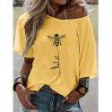 European and American foreign trade eBay Amazon new fat mm women's summer printed T-shirt with large round neck loose top 